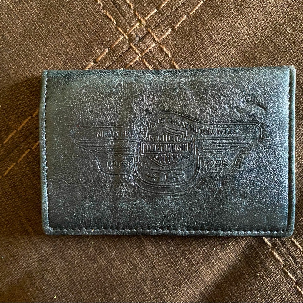 Vintage Harley Davidson Leather Embossed Mini Wallet